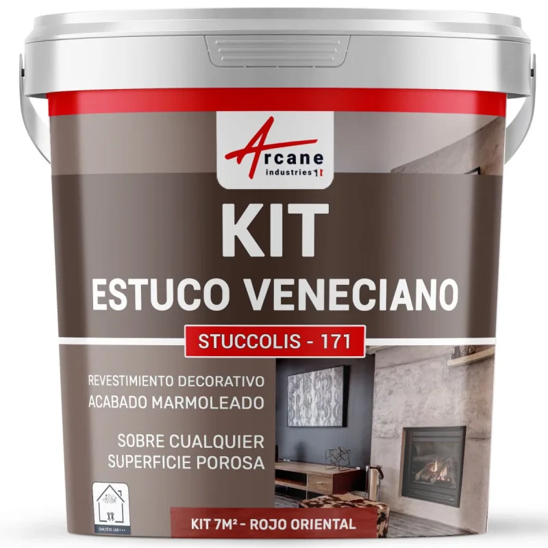 Kit de estuco veneciano decorativo - kit stuccolis - 171 - 7 m² rojo oriental - arcane industries