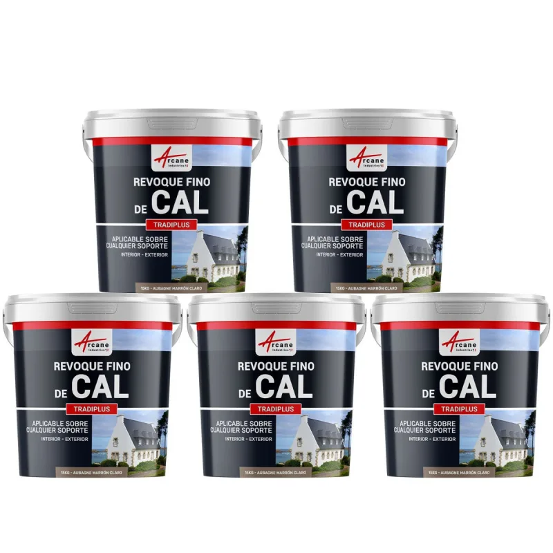 Enlucido a base de cal para decoración interior y exterior - tradiplus - 5 x 15 kg aubagne - marrón claro - arcane industries