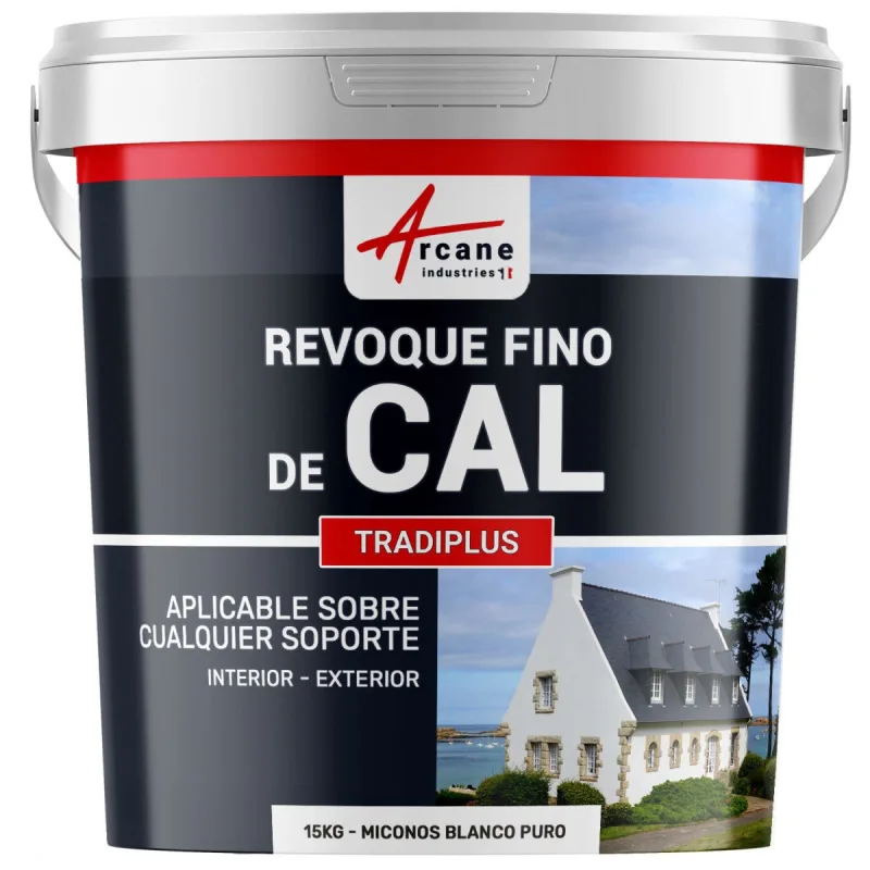 Enlucido a base de cal para decoración interior y exterior - tradiplus - 15 kg (hasta 14 m²) miconos blanco puro - arcane industries