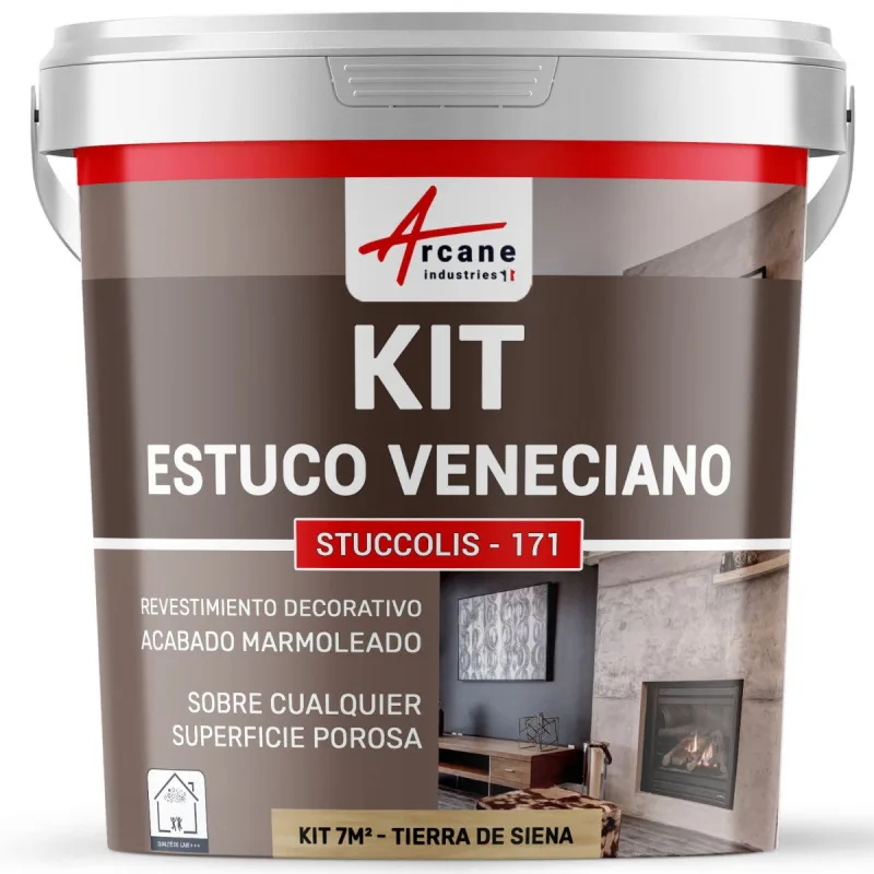 Kit de estuco veneciano decorativo - kit stuccolis - 171 - 7 m² tierra de siena - arcane industries