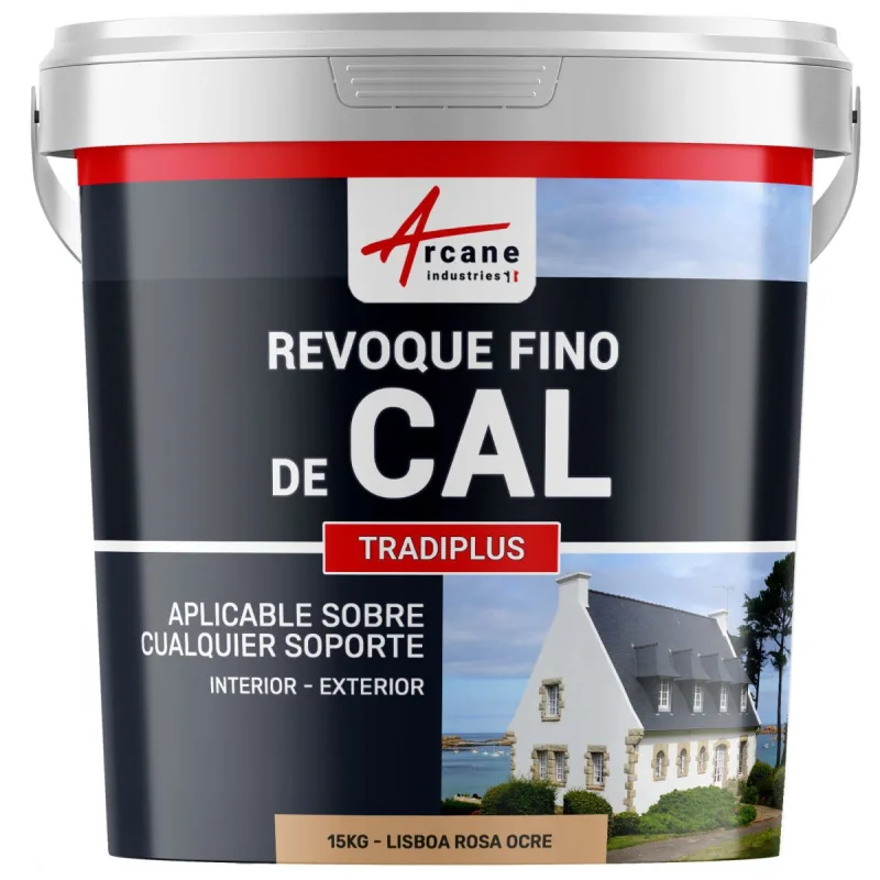 Enlucido a base de cal para decoración interior y exterior - tradiplus - 15 kg (hasta 14 m²) lisboa rosa ocre - arcane industries