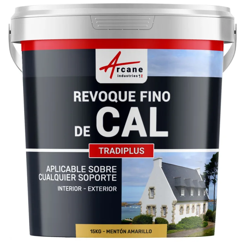 Enlucido a base de cal para decoración interior y exterior - tradiplus - 15 kg (hasta 14 m²) mentón amarillo - arcane industries
