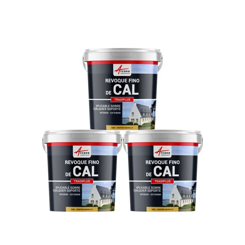 Enlucido a base de cal para decoración interior y exterior - tradiplus - 3 x 15 kg mentón amarillo - arcane industries