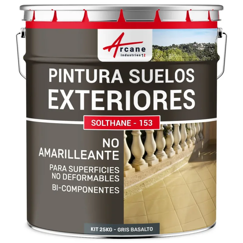 Barniz para cemento exterior transitable - solthane - 153 - 25 kg gris basalto - ral 7012 - arcane industries