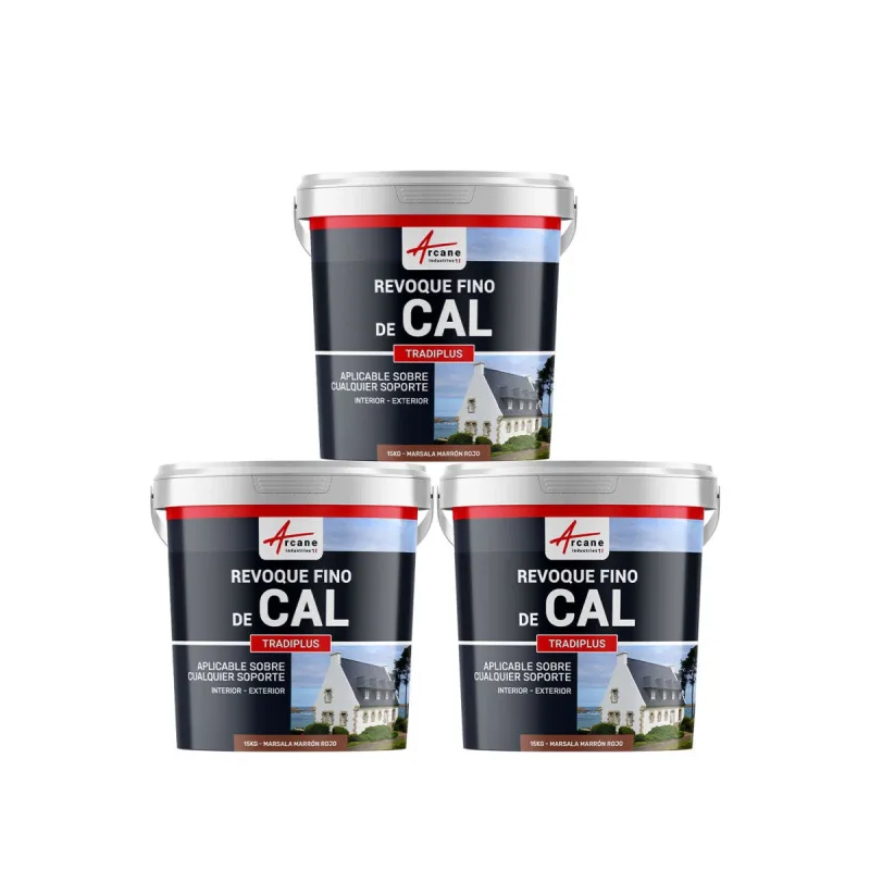 Enlucido a base de cal para decoración interior y exterior - tradiplus - 3 x 15 kg marsala marrón rojo - arcane industries