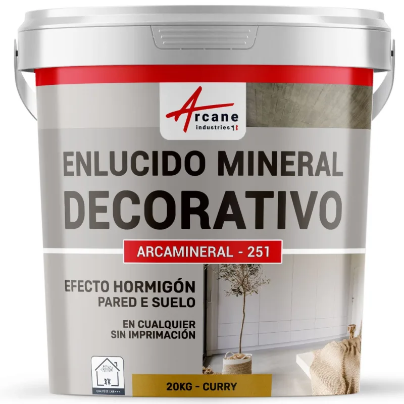 Revestimiento mineral decorativo para interiores y exteriores - para decoración mural y suelos - 20 kg curry - arcane industries