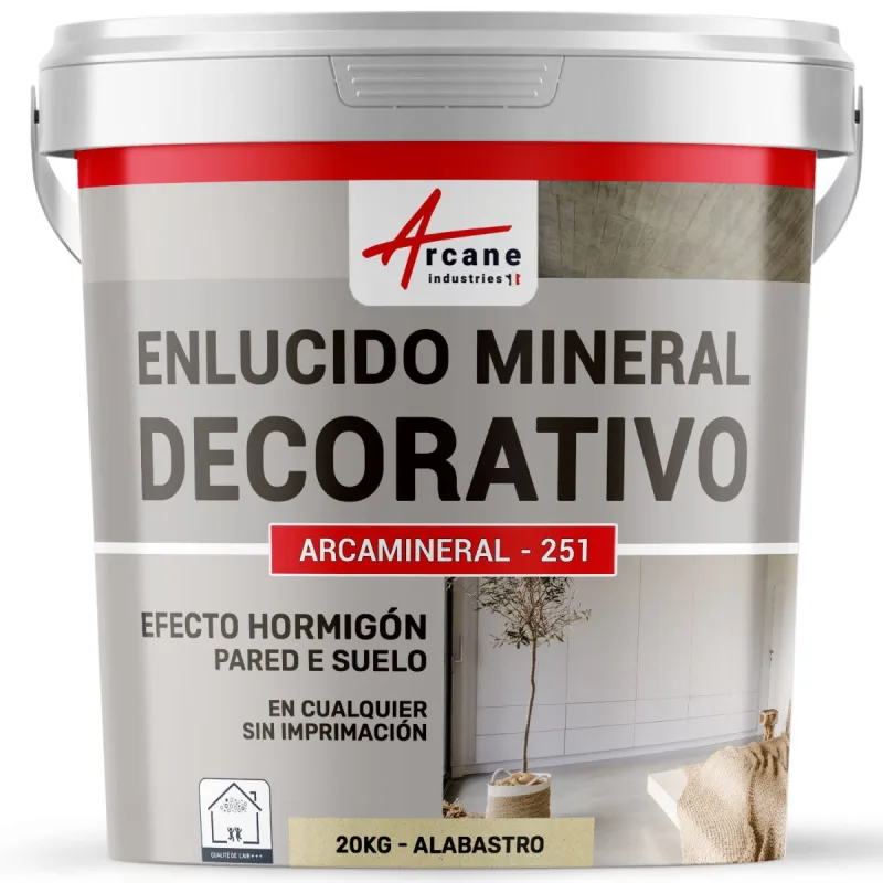Revestimiento mineral decorativo para interiores y exteriores - para decoración mural y suelos - 20 kg alabastro - arcane industries