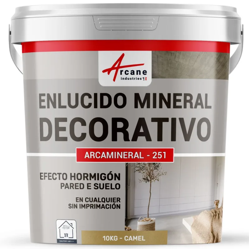 Revestimiento mineral decorativo para interiores y exteriores - para decoración mural y suelos - 10 kg camello - arcane industries