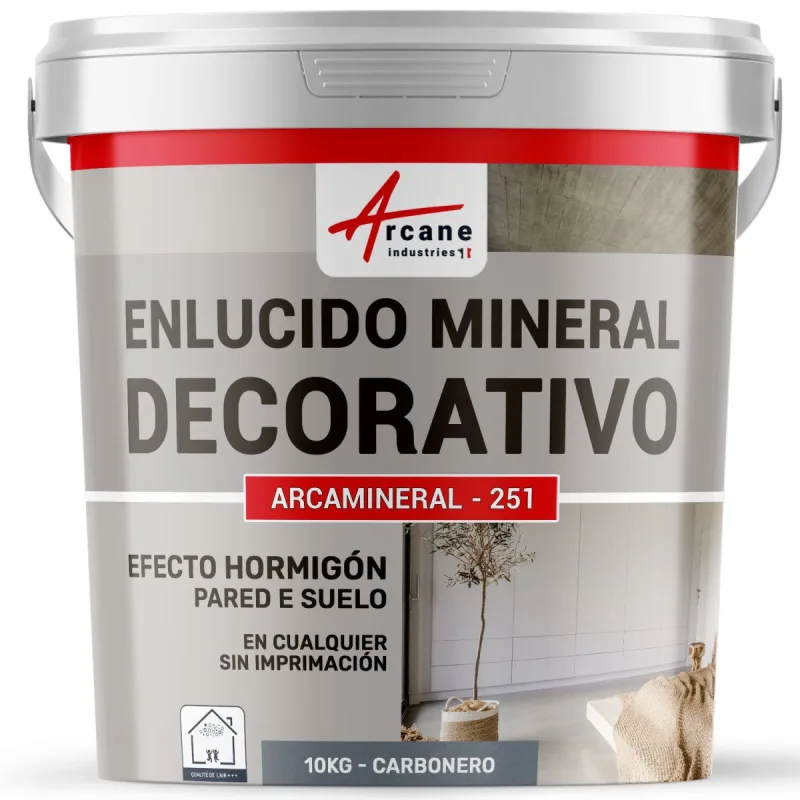 Revestimiento mineral decorativo para interiores y exteriores - para decoración mural y suelos - 10 kg carbonero - arcane industries