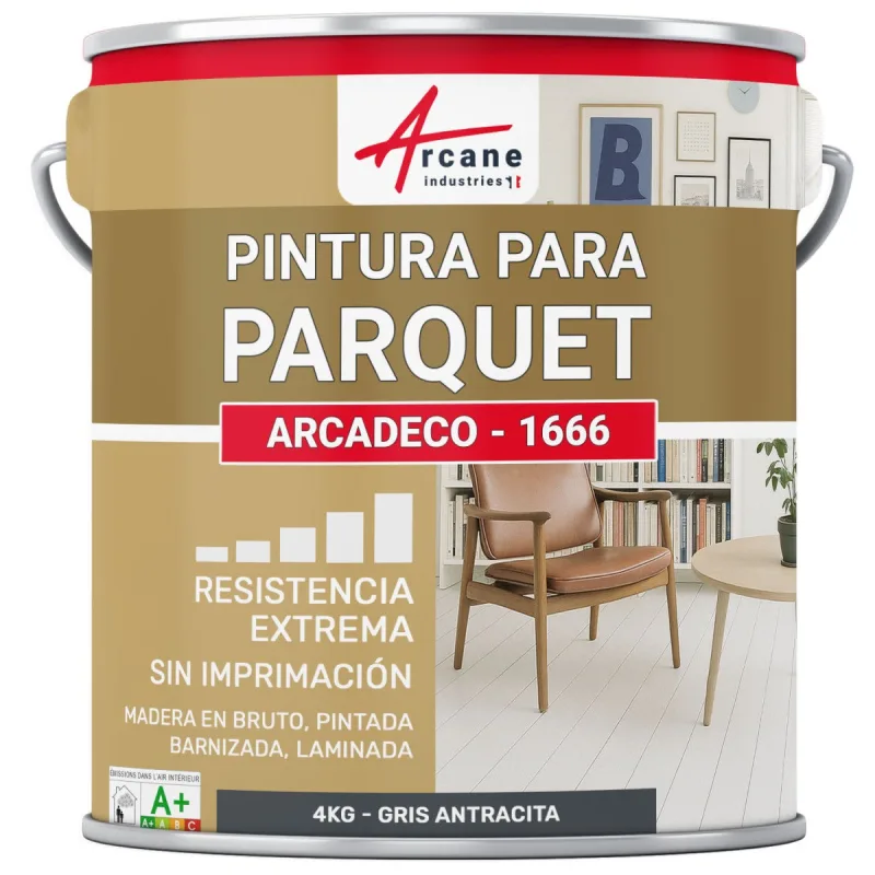 Pintura para parquet : arcadeco - 1666 - 4 kg gris antracita - ral 7016 - arcane industries
