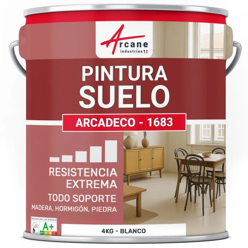 Pintura para suelos interiores poliuretano, multisoportes arcadeco - 1683 - 4 kg blanco - arcane industries