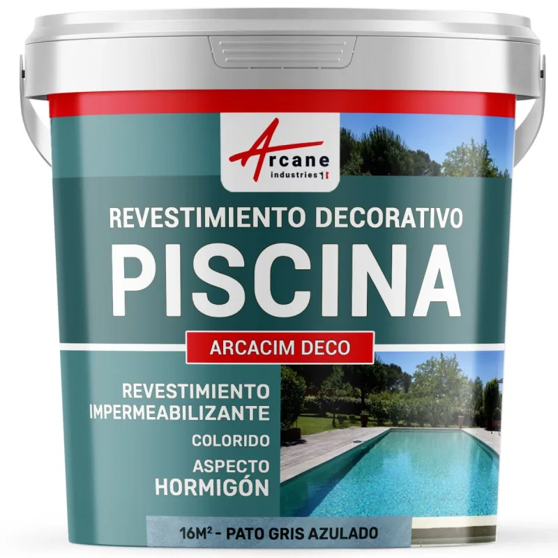Revoque para piscinas, decorativo de acabado e impermeabilizante - arcacim deco - 16 m² pato gris azulado - arcane industries