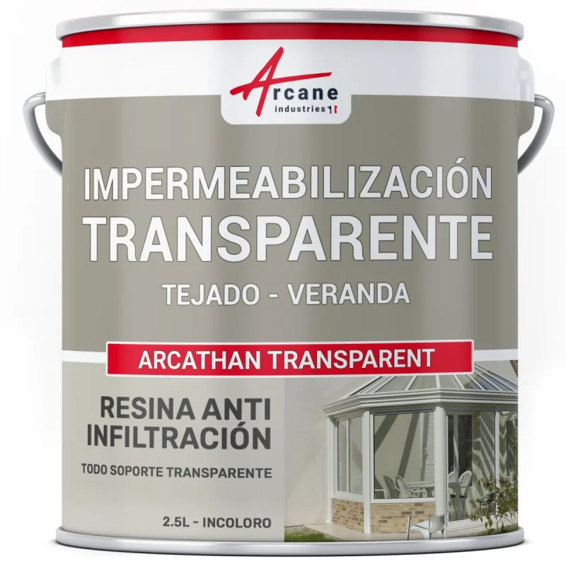 Membrana líquida impermeabilizante transparente: para tejados y verandas - arcathan transparent - 2,5 l - arcane industries