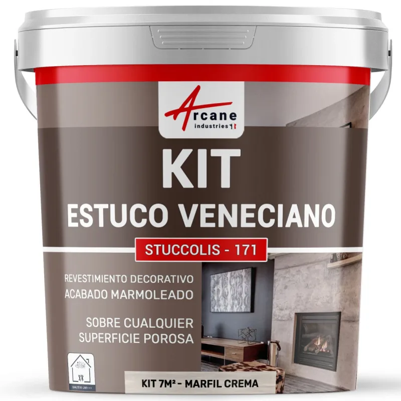 Kit de estuco veneciano decorativo - kit stuccolis - 171 - 7 m² marfil crema - arcane industries