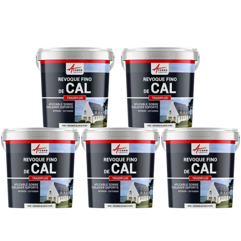Enlucido a base de cal para decoración interior y exterior - tradiplus - 5 x 15 kg miconos blanco puro - arcane industries