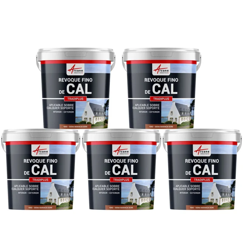 Enlucido a base de cal para decoración interior y exterior - tradiplus - 5 x 15 kg siena naranja ocre - arcane industries