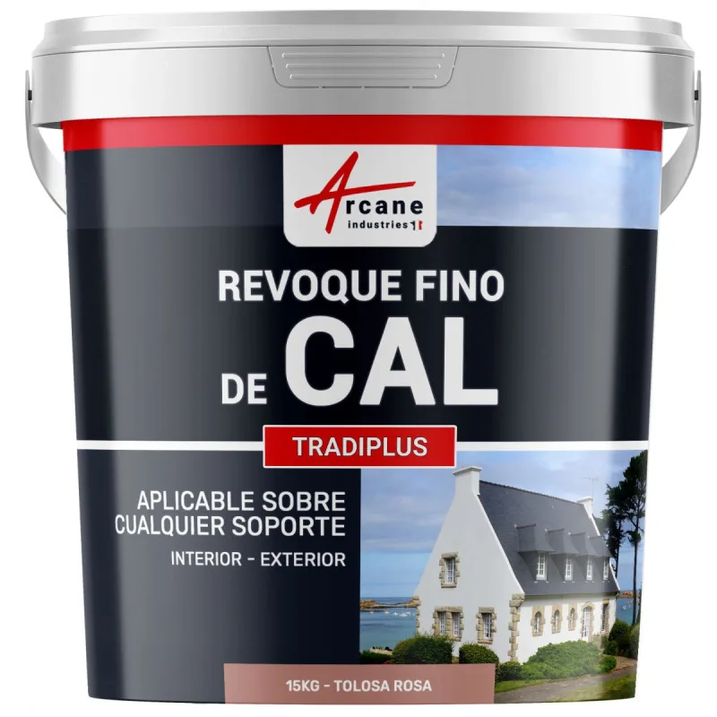 Enlucido a base de cal para decoración interior y exterior - tradiplus - 15 kg (hasta 14 m²) tolosa - rosa - arcane industries