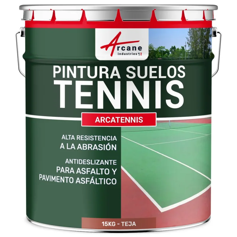 Pintura para pista de tenis, antideslizante - arcatennis - 15 kg (hasta 30 m² en 2 capas) teja - arcane industries