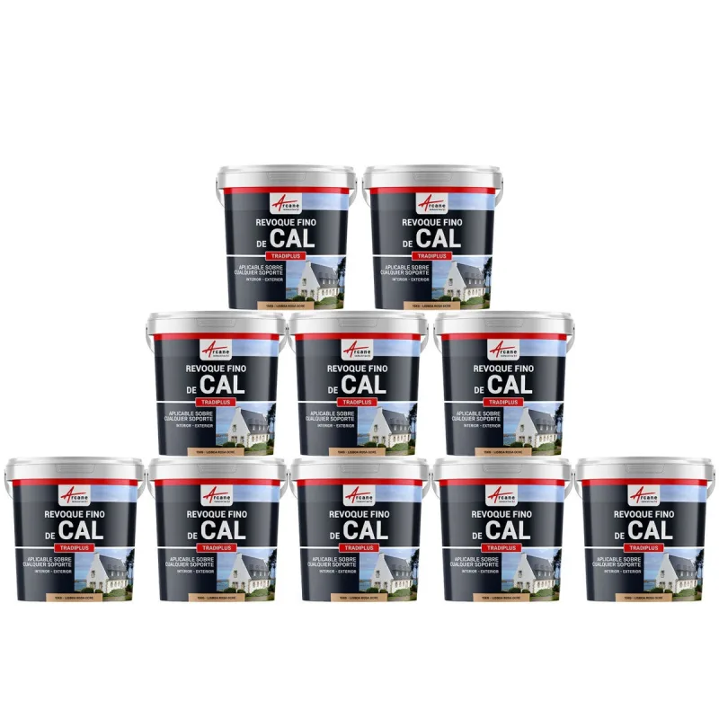 Enlucido a base de cal para decoración interior y exterior - tradiplus - 10 x 15 kg lisboa rosa ocre - arcane industries