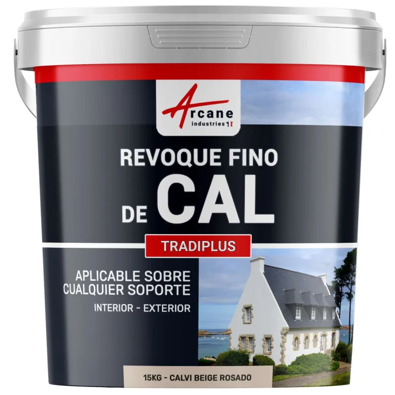 Enlucido a base de cal para decoración interior y exterior - tradiplus - 15 kg (hasta 14 m²) calvi beige rosado - arcane industries