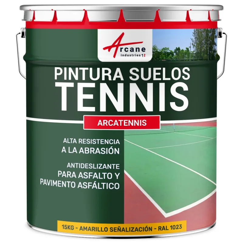Pintura para pista de tenis, antideslizante - arcatennis - 15 kg (hasta 30 m² en 2 capas) amarillo tráfico - ral 1023 - arcane industries