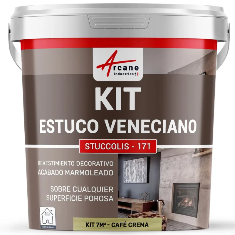 Kit de estuco veneciano decorativo - kit stuccolis - 171 - 7 m² café crema - arcane industries