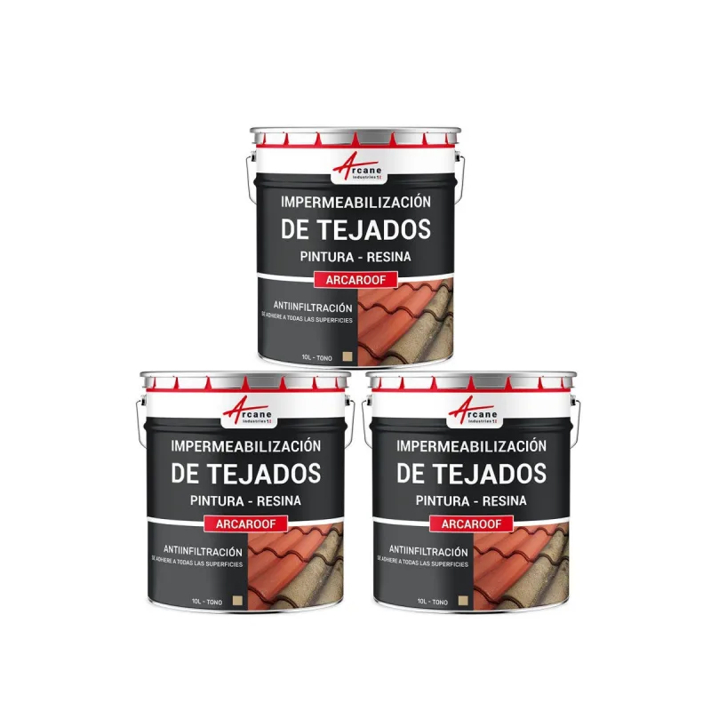 Membrana líquida para tejados, membrana impermeabilizante para techos arcaroof - 3 x 10 l paja - arcane industries