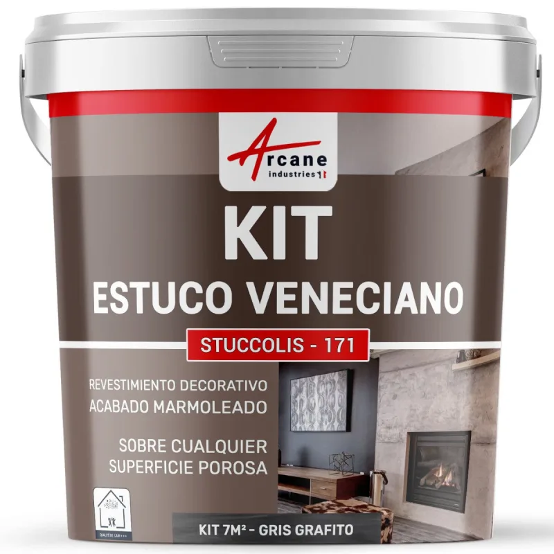 Kit de estuco veneciano decorativo - kit stuccolis - 171 - 7 m² gris grafito - arcane industries
