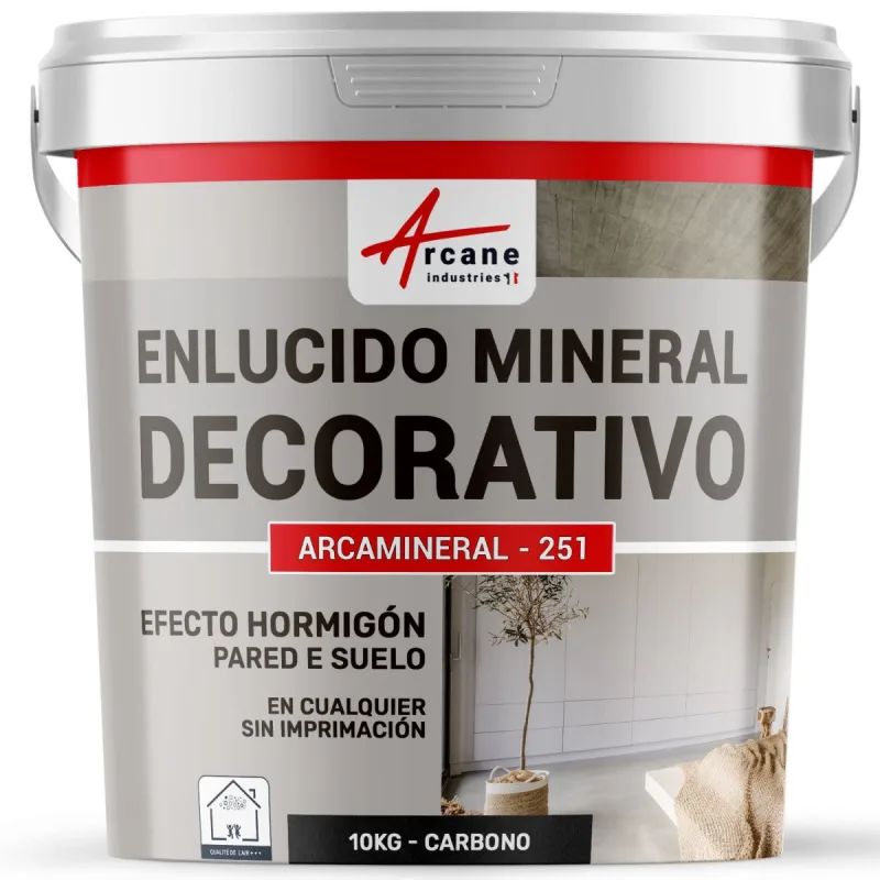 Revestimiento mineral decorativo para interiores y exteriores - para decoración mural y suelos - 10 kg carbono - arcane industries