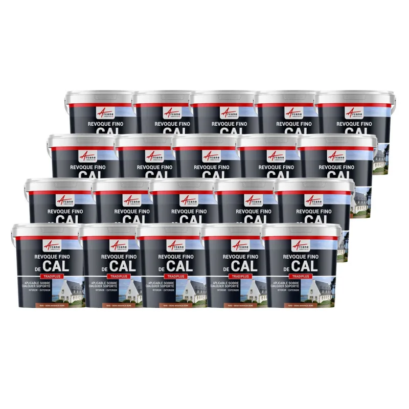 Enlucido a base de cal para decoración interior y exterior - tradiplus - 20 x 15 kg siena naranja ocre - arcane industries