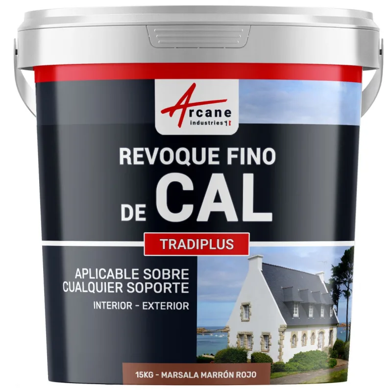 Enlucido a base de cal para decoración interior y exterior - tradiplus - 15 kg (hasta 14 m²) marsala marrón rojo - arcane industries