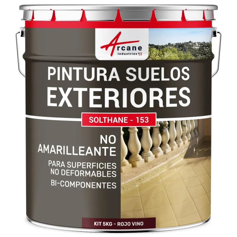 Barniz para cemento exterior transitable - solthane - 153 - 5 kg rojo vino - ral 3005 - arcane industries