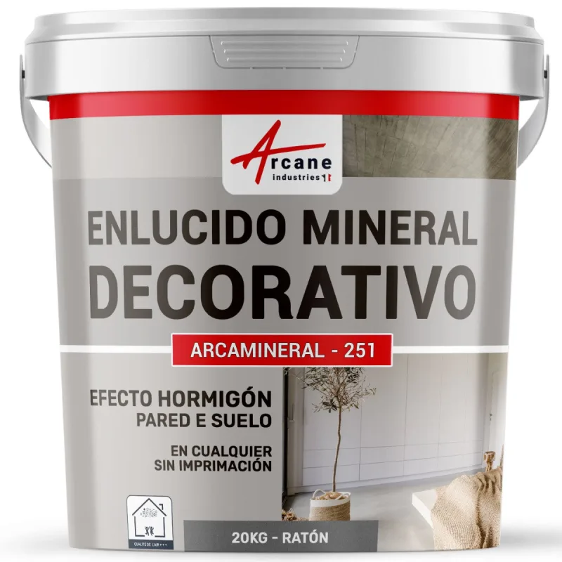 Revestimiento mineral decorativo para interiores y exteriores - para decoración mural y suelos - 20 kg gris - arcane industries