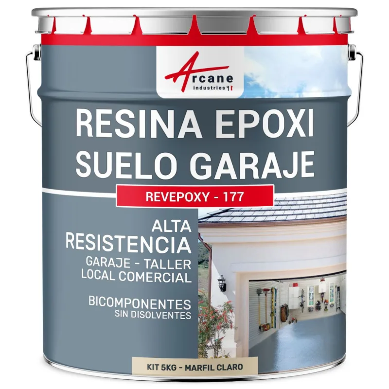 Resina epoxi para suelos de garaje - revepoxy - 177 - 5 kg (hasta 16 m² en 2 capas) marfil claro - ral 1015 - arcane industries