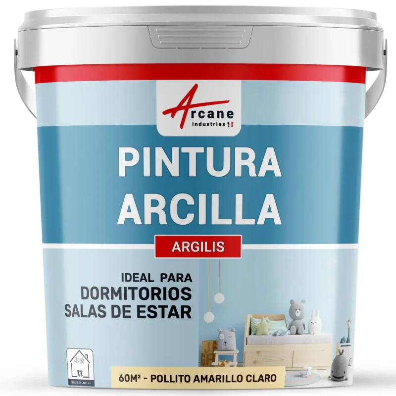 Pintura natural de arcilla para decorar dormitorio infantil - argilis - 60 m² (2x5 kg en una capa) pollito amarillo claro - arcane industries