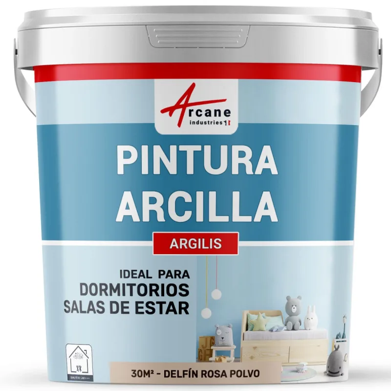 Pintura natural de arcilla para decorar dormitorio infantil - argilis - 30 m² (5 kg en 1 capa) delfín rosa polvo - arcane industries