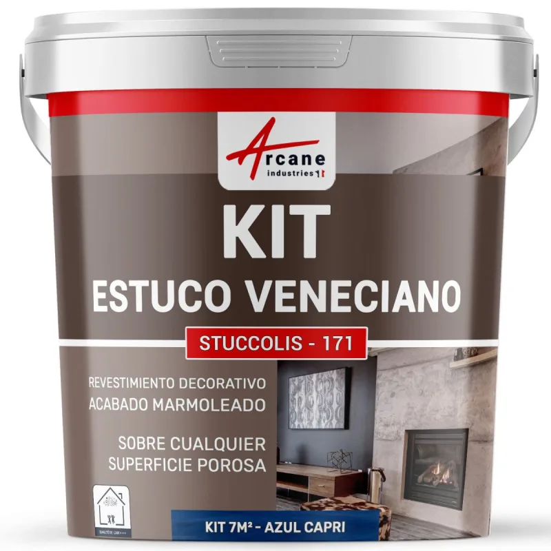 Kit de estuco veneciano decorativo - kit stuccolis - 171 - 7 m² azul capri - arcane industries