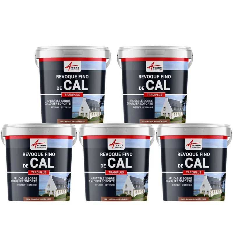 Enlucido a base de cal para decoración interior y exterior - tradiplus - 5 x 15 kg marsala marrón rojo - arcane industries