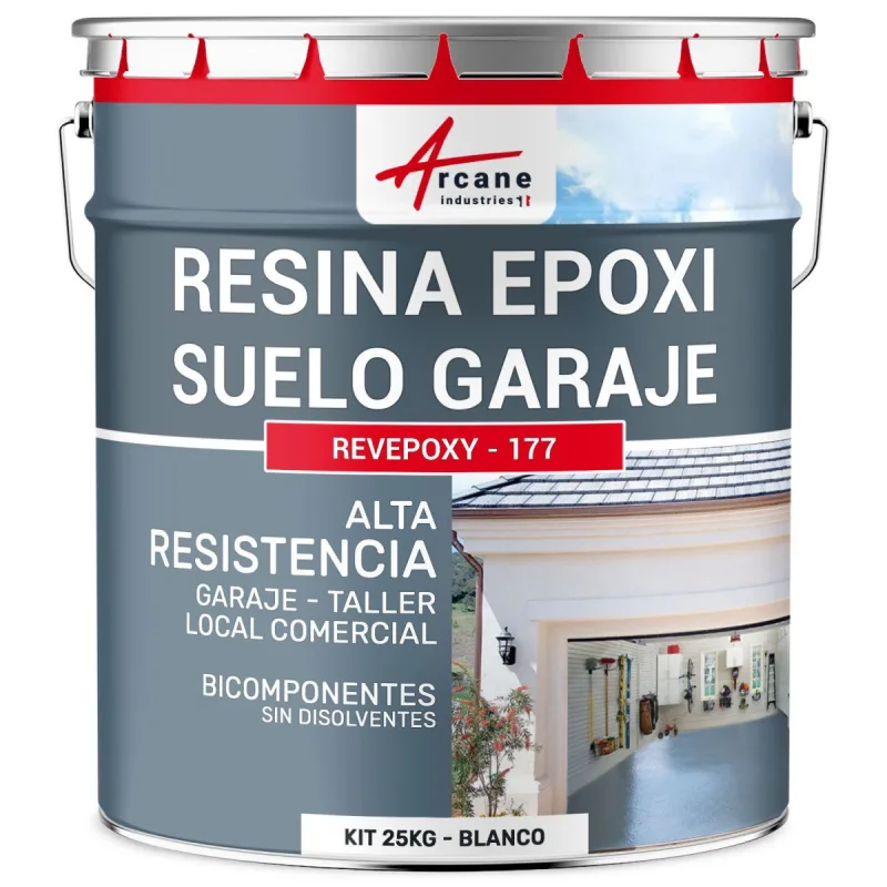 Resina epoxi para suelos de garaje - revepoxy - 177 - 25 kg (hasta 80 m² en 2 capas) blanco - arcane industries