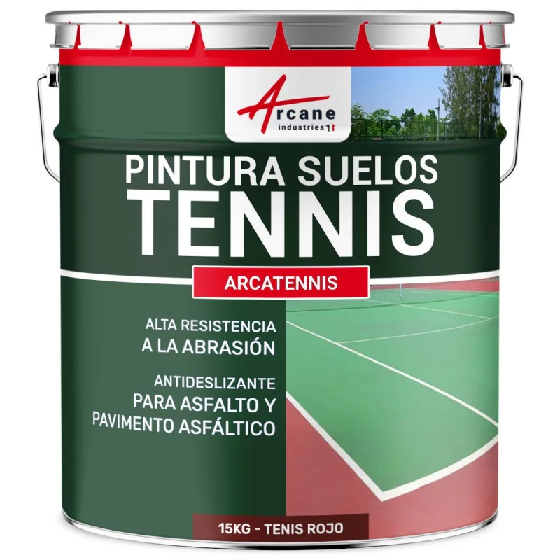 Pintura para pista de tenis, antideslizante - arcatennis - 15 kg (hasta 30 m² en 2 capas) tenis rojo - arcane industries