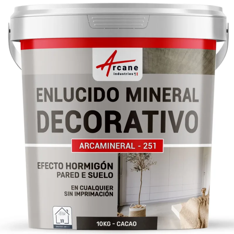 Revestimiento mineral decorativo para interiores y exteriores - para decoración mural y suelos - 10 kg cacao - arcane industries