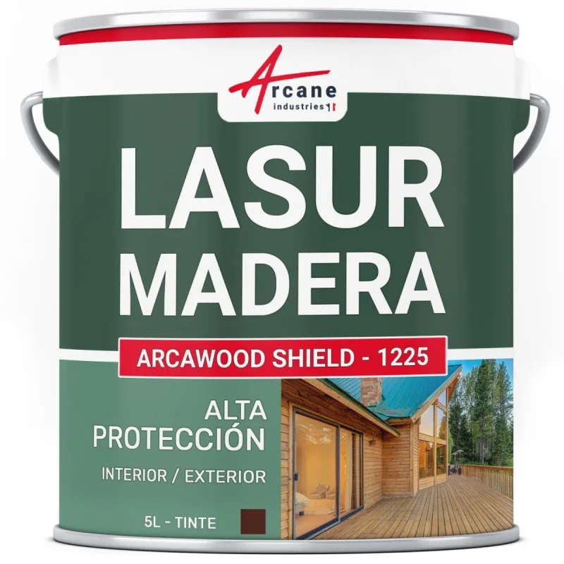 Impregnante transparente para madera exterior e interior - arcawood shield 1225 - 5 l caoba - arcane industries