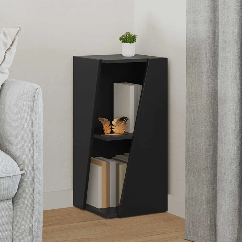 Estante lateral negro 33 x 32 x 70,5 cm madera de ingeniería