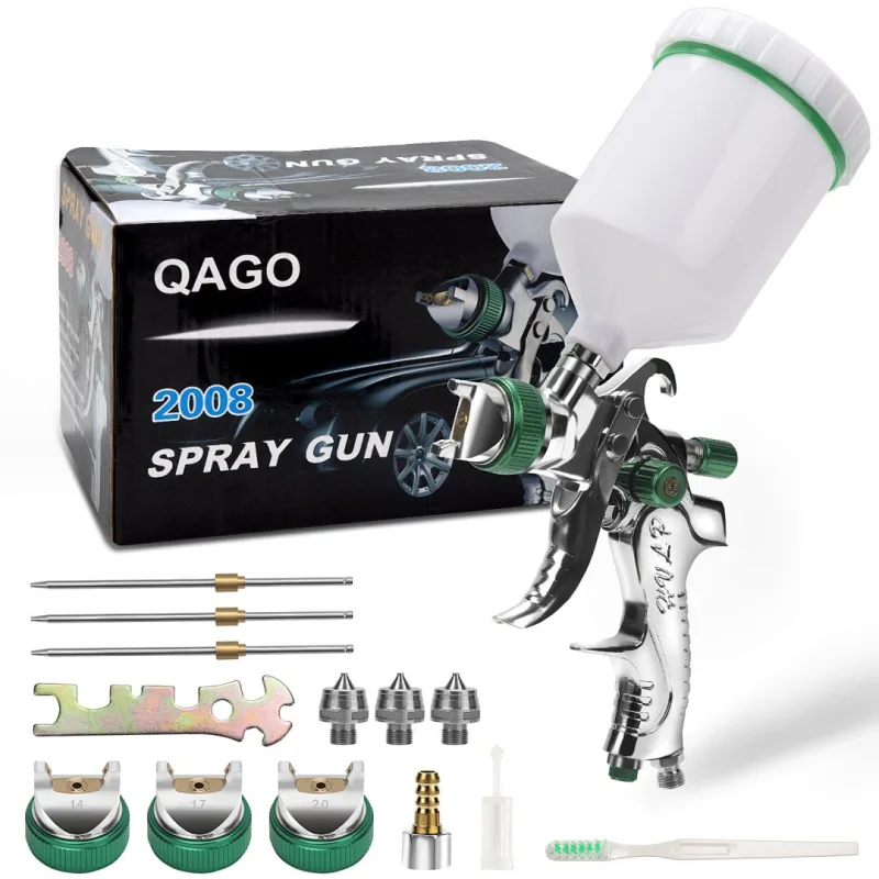 2 x hvlp spray gun power supply ,3 nozzles 1,4mm 1,7mm 2,0mm,cup 600ml