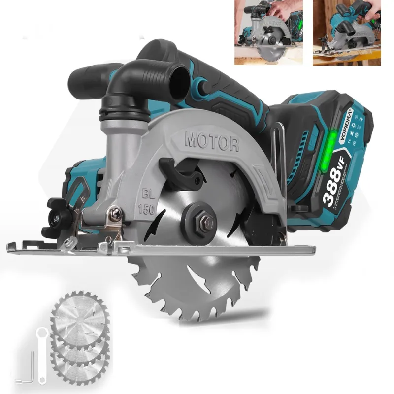 Sierra circular inalámbrica fuleadture de 18 v,batería de litio,mini sierra circular sin escobillas,cortes a inglete,8000 rpm,herramienta de corte