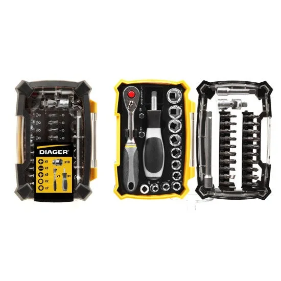 Coffret embouts douilles +acc 36pces - diager - 6000c