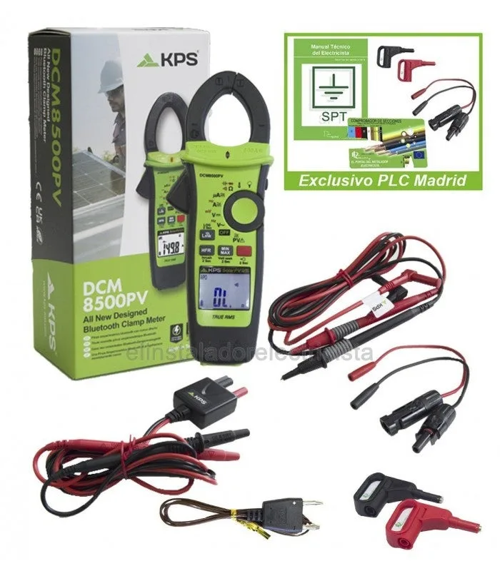 Pinza fotovoltaica dcm8500pv con bluetooth de kps
