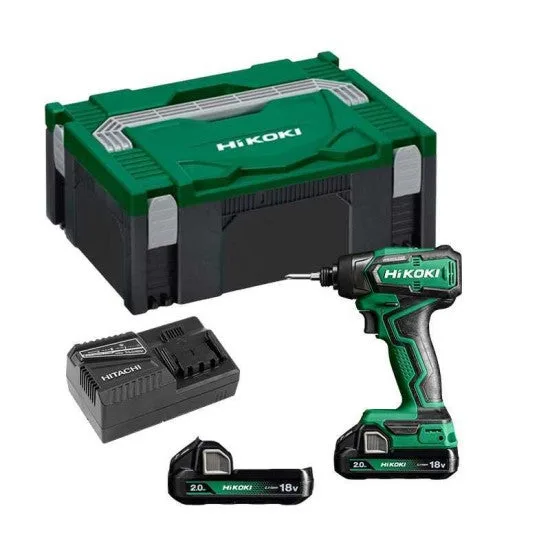 Visseuse à chocs 18v 1/4' 140 nm (2x2.0 ah) en hitcase - hikoki - avec 2 batteries 18v 2.2 ah - chargeur - coffret - wh18ddwrz