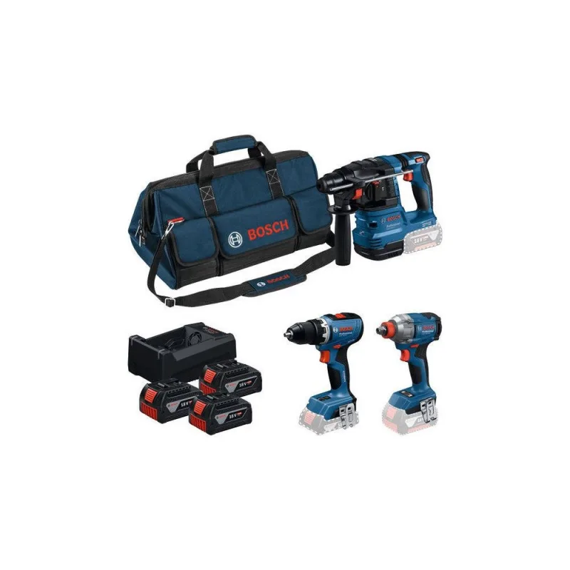 Combo kit 3 outils 18 v gsr + gdx + gbh + sac à outils - bosch - 0615a50093