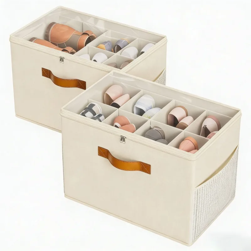 Bomclap 2 cajas de almacenamiento plegables, caja de almacenamiento para armario de dormitorio, caja de almacenamiento apilable para organizar